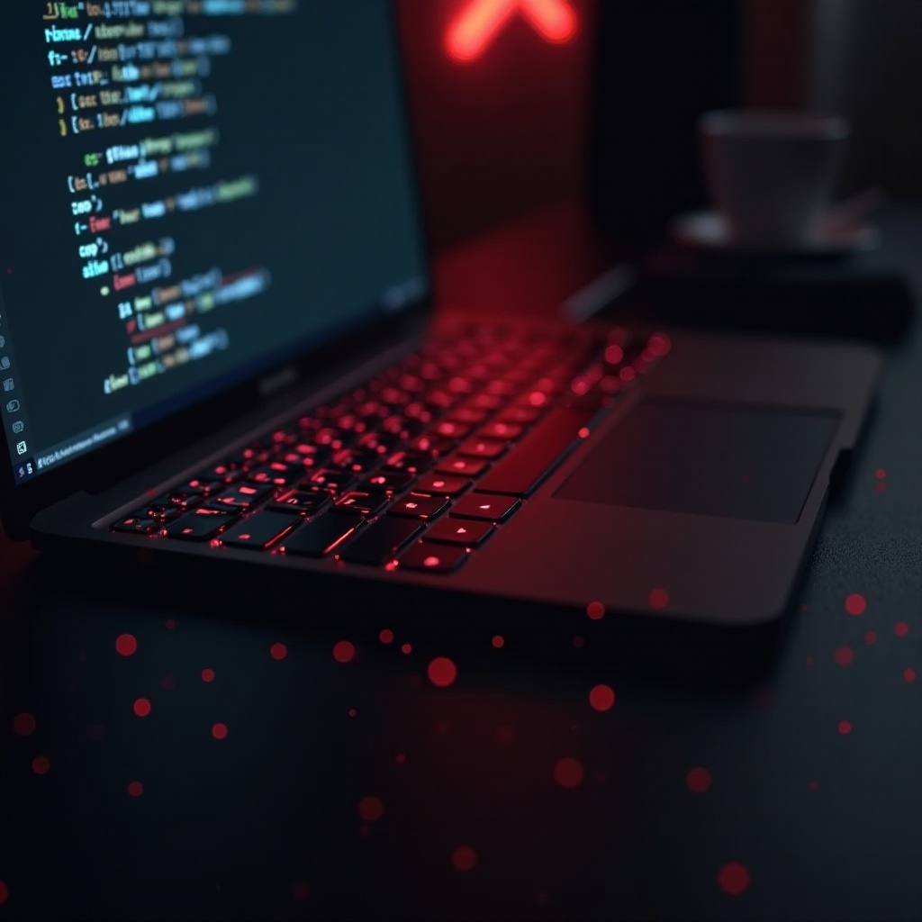 titik merah di layar laptop