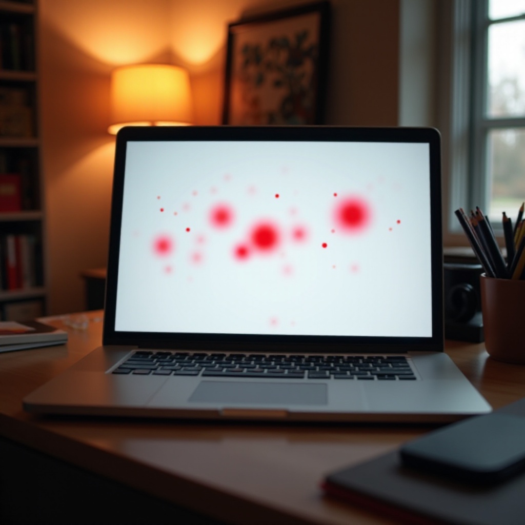 筆記本電腦屏幕上的紅點
