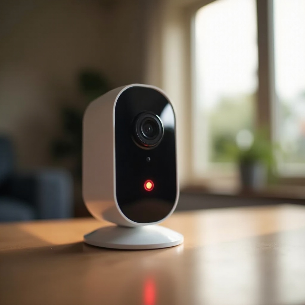eufyカメラの赤いライトが点滅している