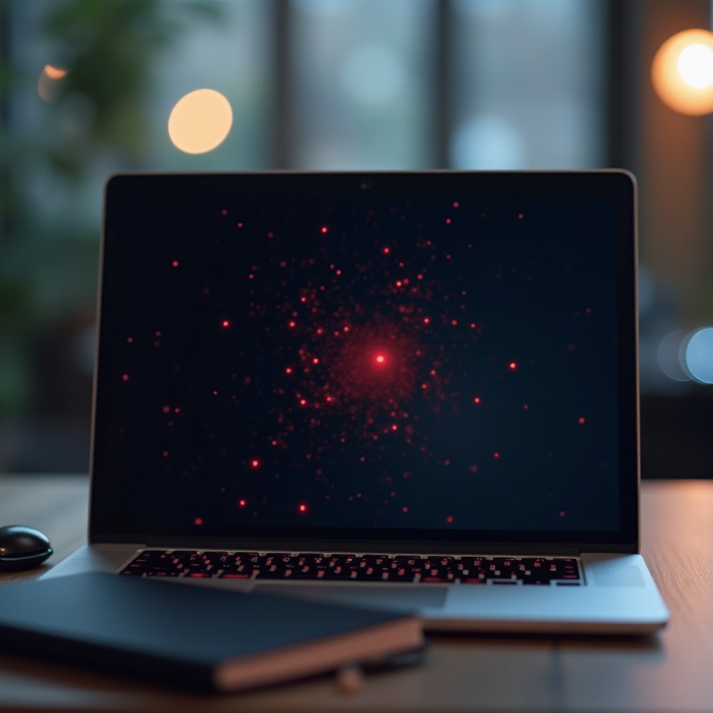 laptop ekranında kırmızı noktalar